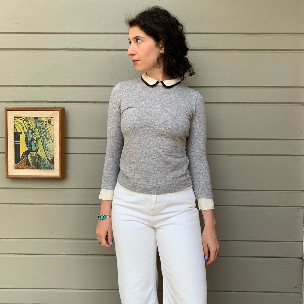 Silk collared long sleeve shirt